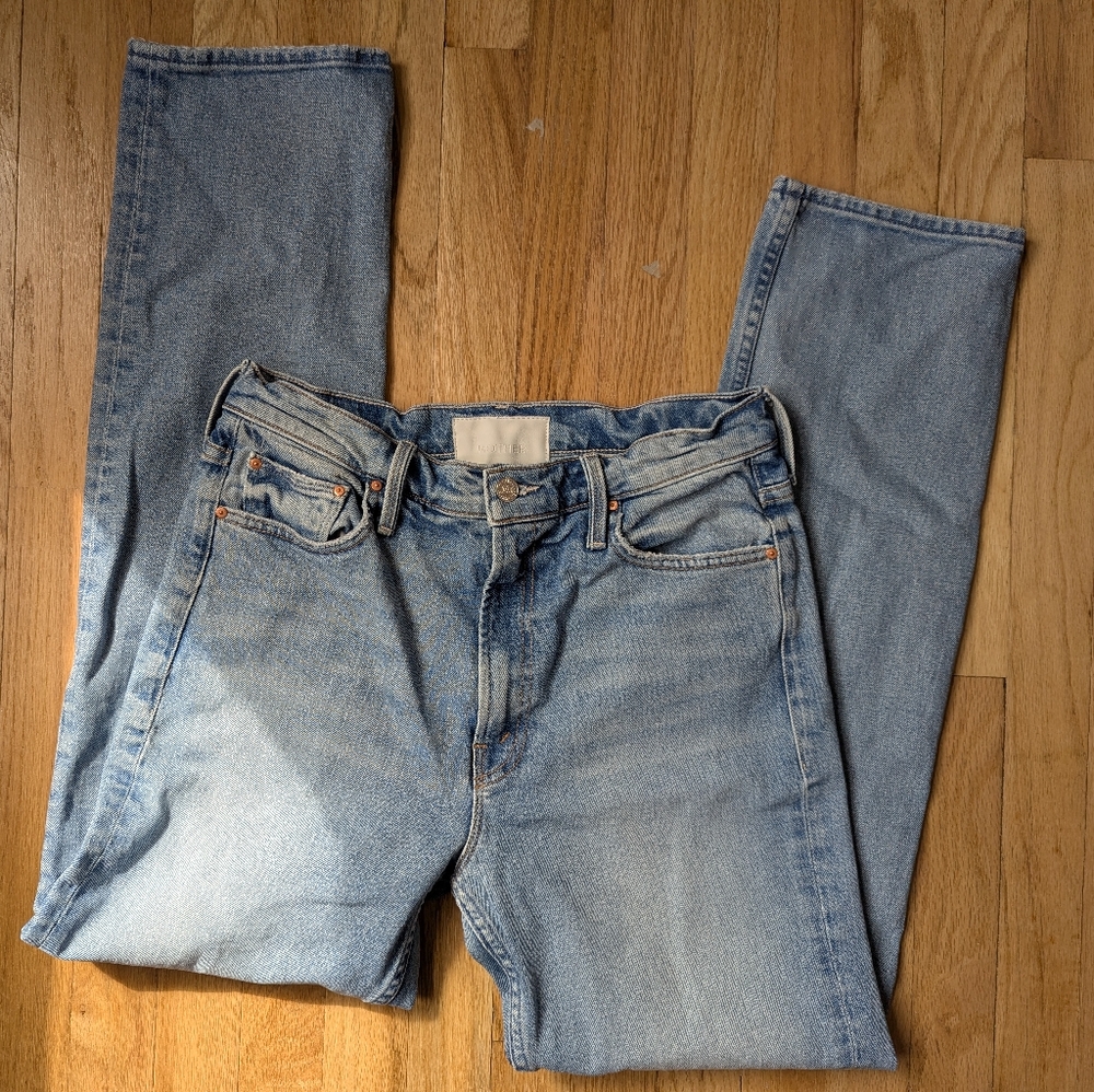 MOTHER Blue Straight Leg Jeans Classic Denim Style